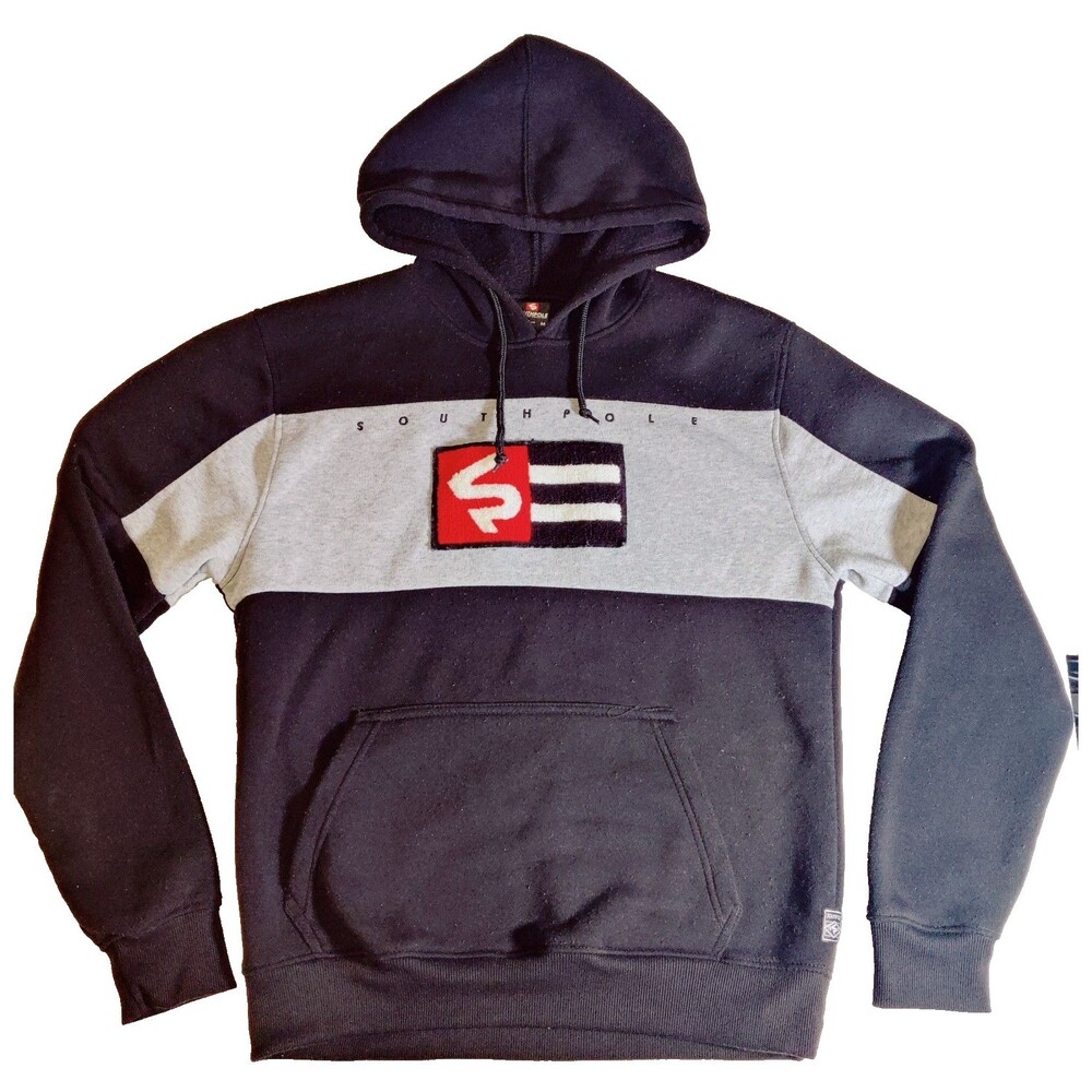 Vintage Southpole Black Colorblock Logo Hoodie Adult M Streetwear Pre-owned